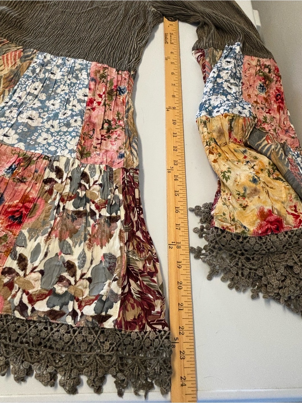 Young Threads Bohemian Bell Bottoms Wide Leg Patchwork Pants Women’s XL NEW - Picture 14 of 16
